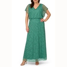 Adrianna Papell -  Plus Size Beaded Blouson Dolman-Sleeve Gown