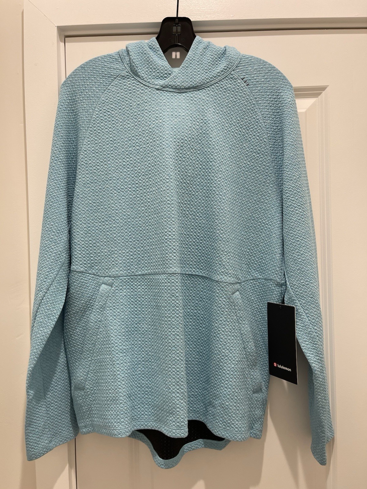 Lululemon At Ease Hoodie NWT Size Medium Heathered Electric Turquoise ELQH/BLK image 2