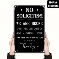 No Soliciting Sign Funny Aluminum Sign 8x12 Inch Metal Door Decor