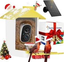 Bird Feeder with Camera 2K HD AI Smart Identify Birdspecies Solar Panel Outdoors