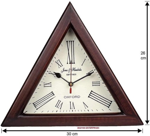 Triangle Wooden Clock 12 inches Roman Wooden Triangle Wall Clock Wall Decorative - Picture 3 of 8