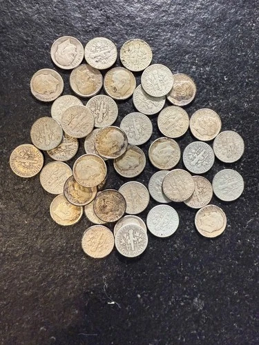 New ListingLot of 41 Roosevelt  Dimes 90% Silver Various Dates and Condition FREE SHIP