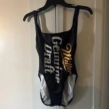 Vintage Miller Genuine Draft Bathing Suit, Medium, 80's/90s Era. black, High Cut