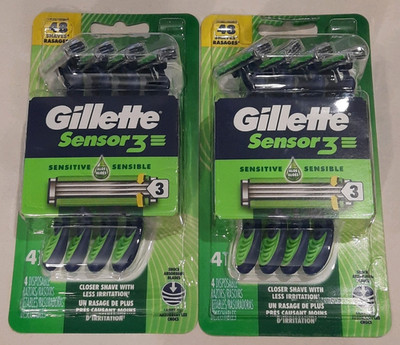 8 Count Gillette Sensor3 Sensitive 3 Blade Disposable Razors