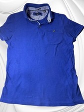 Ted Baker London Knit Polo Shirt Mens 3 Blue Textured Contrast Collar Classic