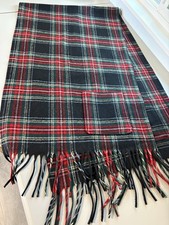 Vintage Pendleton Scarf 100 Pure Wool Plaid Pockets Fringe Made in USA READ