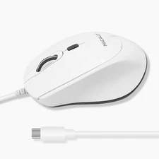 Macally USB C Mouse for Mac - Precise, Comfortable, and Quiet - Wired White 