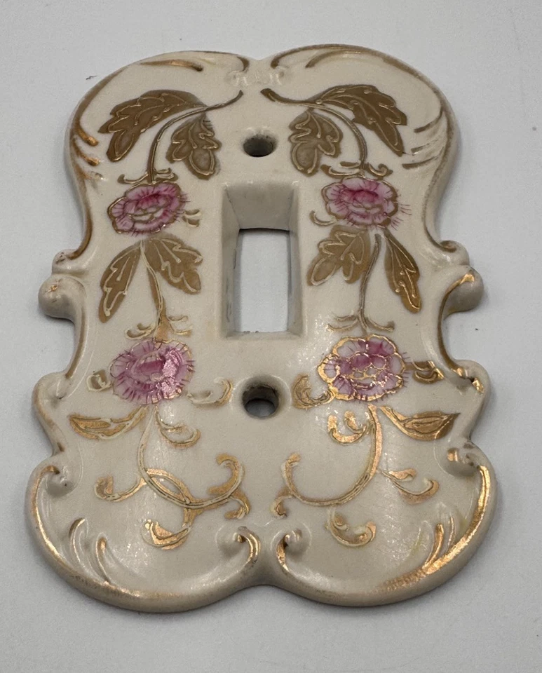 De Colección Arnart Creation Porcelana Rosa Oro Rosa Borde Luz Interruptor Cubierta Placa Japón Foto 4 de 4