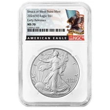 Presale - 2026 (W) $1 American Silver Eagle NGC MS70 ER Black Label