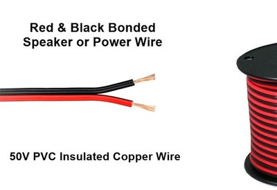 61-3016-50, 50FT Roll of 16 Gauge 2 Conductor Copper Red & Black Bonded Wire