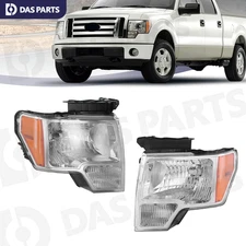 For 2009-14 Ford F-150 F150 Headlight Headlamp Left & Right Side Halogen Chrome