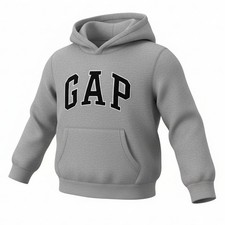 Gap Kids Gray Logo Hoodie Sweatshirt XS 4-5 Long Sleeve Pullover Pockets