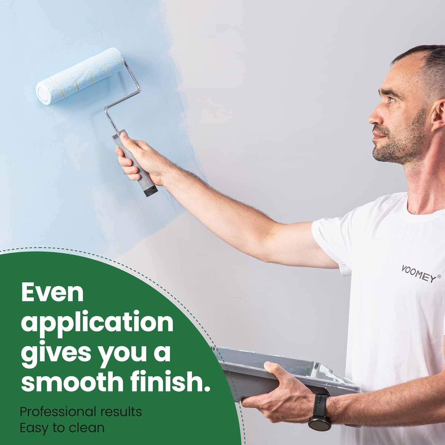 17 Piece Paint Roller Kit with 9 and 4 Inch Rollers Trays and Brushes for House