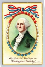 1909 IAPC George Washington Portrait Star Border Birthday Postcard