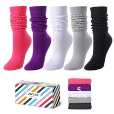 Slouch Socks for Women - Knee High Tube Scrunch Socks 80s 90s White Pink Purp...