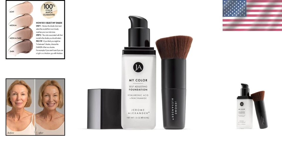 Flawless Skin with My Color Self-Adjusting Foundation & Kabuki Brush - Light - Image 2 of 4