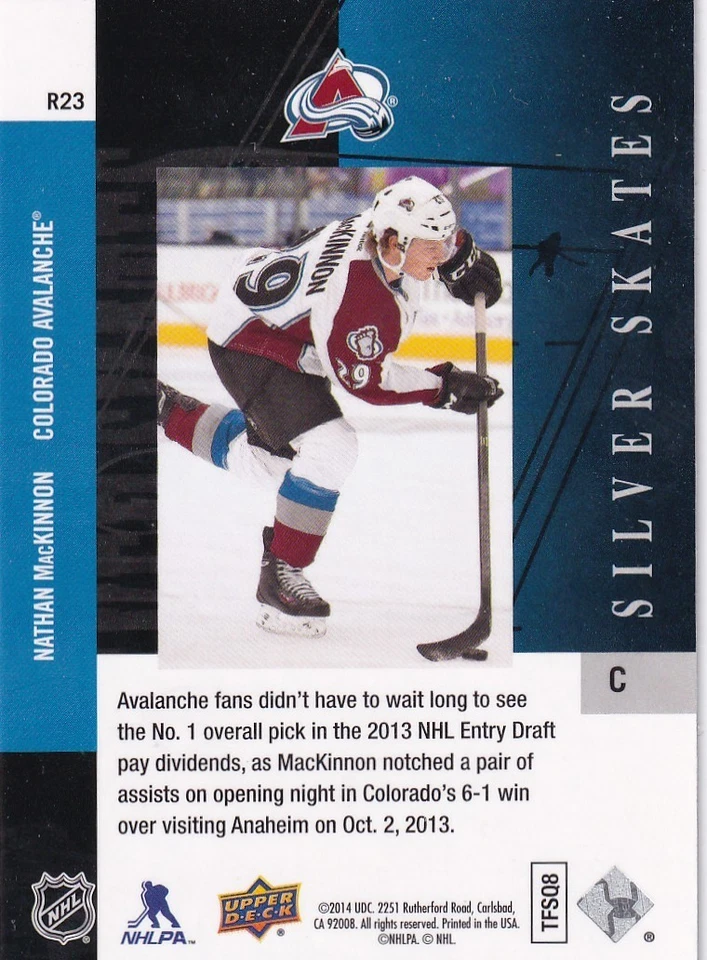 2013-14 SP Authentic 1993-94 SP Retro Silver Skates #R23 Nathan MacKinnon - Image 2 of 2