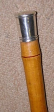 Antique Faux Bamboo Walking Stick / Cane - Silver Top 88cm Long