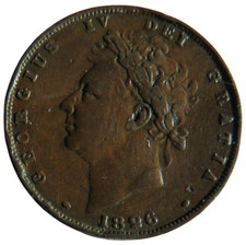 1826 King George IV Farthing Coin - Great Britain