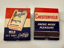 Chesterfield Cigarettes Tobacco 50s Vintage Matchbook Pair FULL
