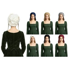 Womens Headwear Retro Peasant Hat Cosplay Coif Cap Carnival Renaissance Bonnet