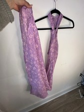 LUSANA - Purple White Floral Pleated Maxi Dress Halter Neck