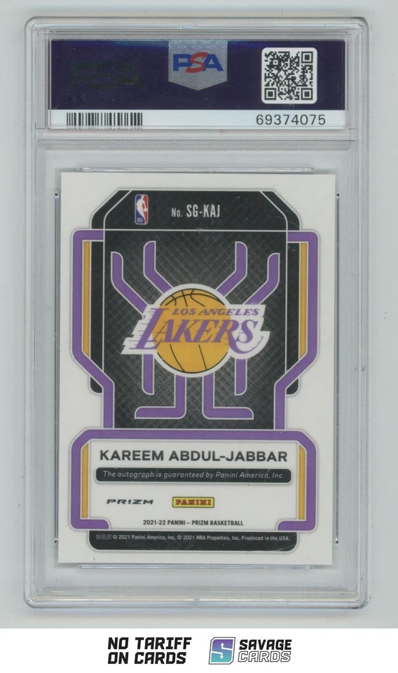 2021-22 Panini Prizm Signatures Silver Prizm Kareem Abdul-Jabbar PSA 8 . #SG-KAJ - Image 2 of 3