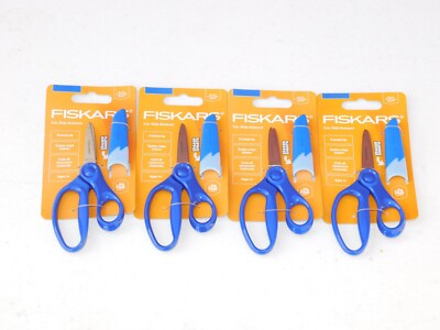 4 Fiskars Blunt-tip Kids Scissors 5 in. with Sheath Safety-Edge Blue Ages New