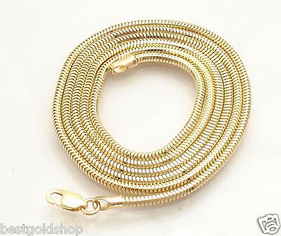 1.9mm Solid Round Snake Chain Necklace Real 14K Yellow Gold ALL LENGTHS |  eBay