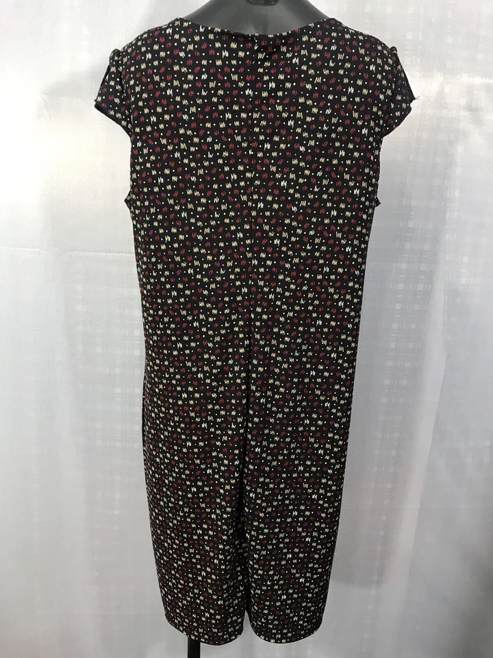 Moda Mujer Vestido Talla M Rojo Negro Blanco Estampado Elastizado Sin Mangas Midi Funda Foto 3 de 4