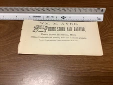 original removed 1869 ad: WM M Ayer HORSE SHOER & FARRIER - Haverhill Mass
