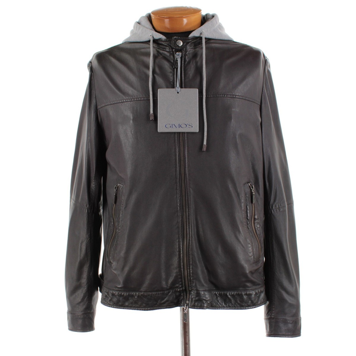 Gimo's NWT Full Zip Leather Jacket w/ Removable Hood Size 58 (3XL