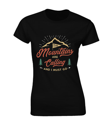MOUNTAINS ARE CALL DAMEN T-SHIRT OUTDOOR KLEIDUNG WANDERN WALKING TOP