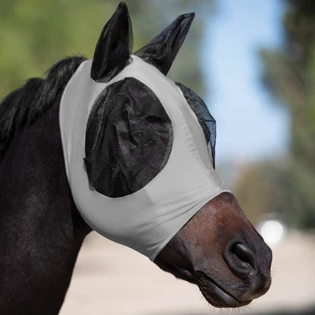 Maschera mosca cavalli con orecchie morbida protezione solare e vestibilità elastica-