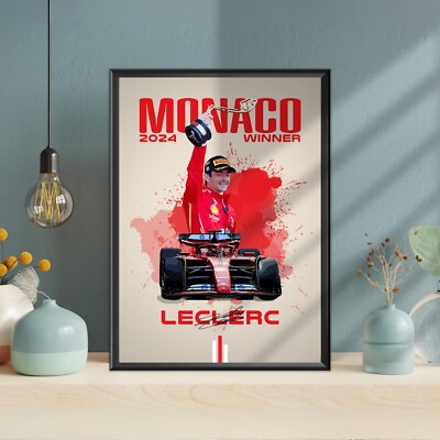 Charles Leclerc Monaco GP 2024 Sieg, Ferrari, F1, Poster, Druck, Wandkunst