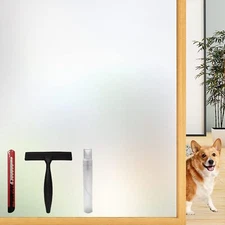 Frosted Glass Window Privacy Film with Installation 17.5 x 78.7 Inch, Pure 