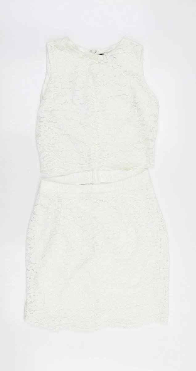 knee length dresses for ladies White Broderie Racer Neck Slip Mini Dress  AX Paris