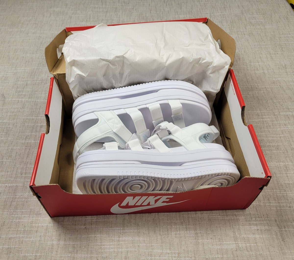 NIKE Icon Sandal Size 10 Womens White Pure Platinum Platform Shoes