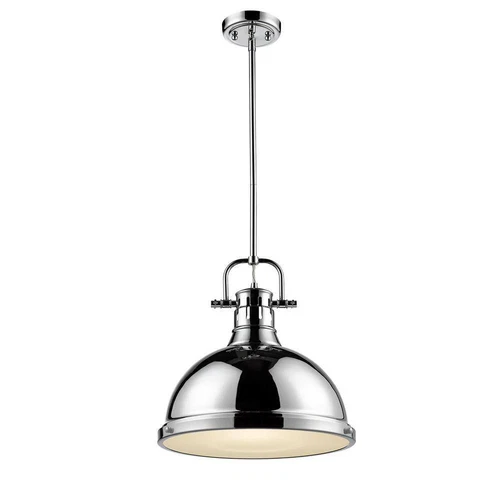 Golden Lighting Duncan 1-Light Chrome Pendant with Rod 3604-L CH-CH - Picture 2 of 3