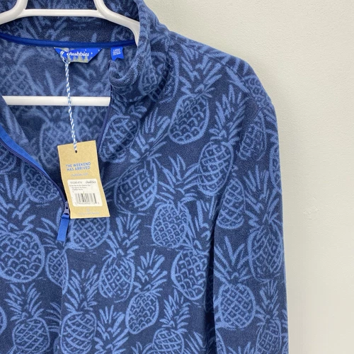 Chubbies jacket Men Large pine by me 1/4 zip fleece pineapples Sweater Blue image 9