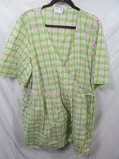 Asos Womens Dress 20 Green Check Short Sleeve Open Tie Wrap Pink Polyester Blend