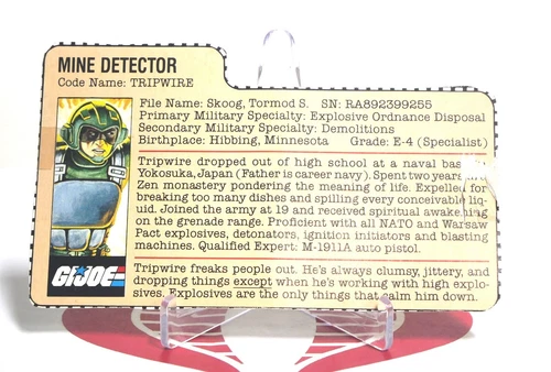 GI Joe Cardback FILE CARD TRIPWIRE 1983 Original FILECARD #1219