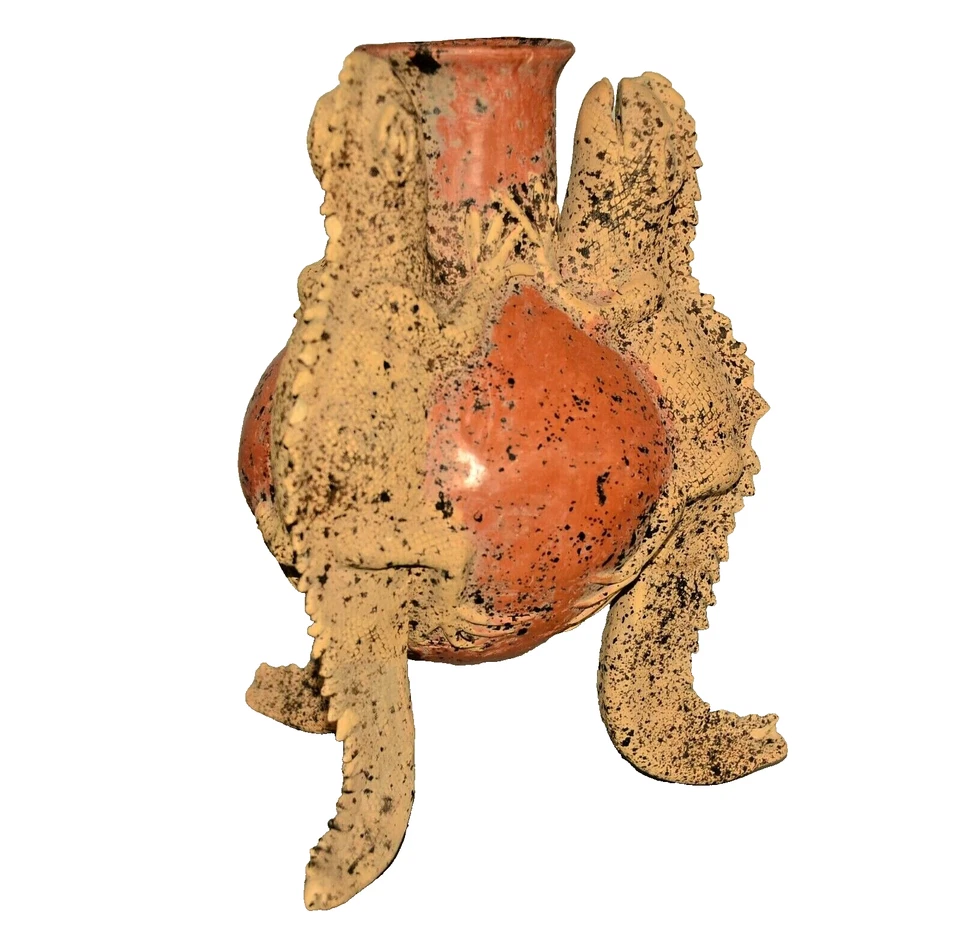 MAMA MONO Original Vintage Mexican Pottery Huichol Desert Statue Sculpture Vase - Image 3 of 4