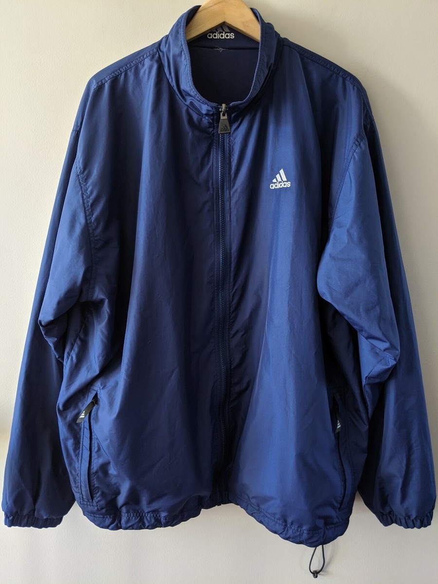 Adidas Vintage Reversible Full Zip Jacket Navy Blue White Size 2XL