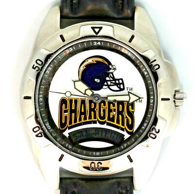 San Diego Chargers Mans NFL Fossil Unworn NEW Vintage 1995 Leather BND Watch $89