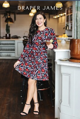 NWT Draper James Sz XL Black Multi ''Holiday Paisley'' Knit Kitty Dress