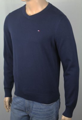 tommy hilfiger navy v neck jumper