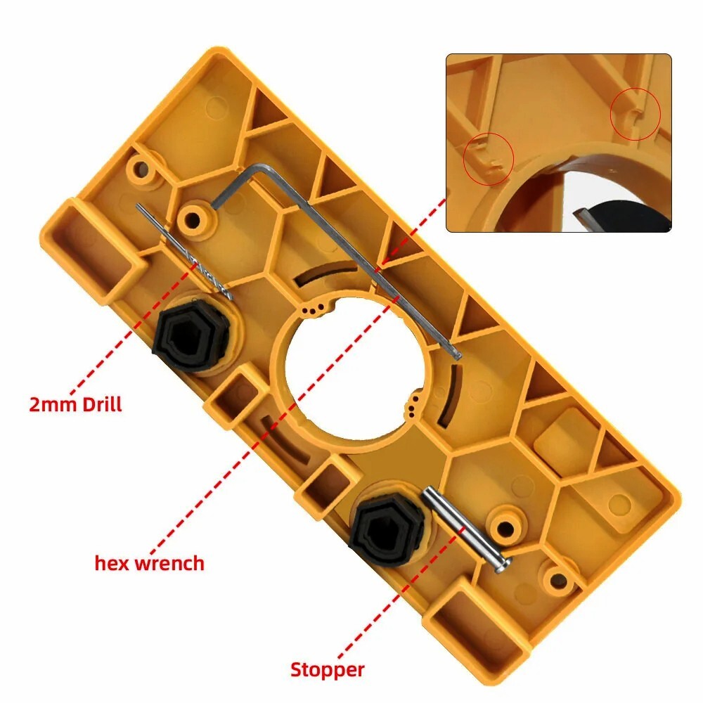 35mm Concealed Hinge Drilling Jig Set – Forstner Guide Bit & Boring Jig For Cabinet Hinge Mounting, Woodworking DIY Tool (42mm Cutter)
