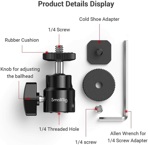 SmallRig LCD Monitor Schuh Adapter Blitzschuhhalterung mit zusätzlicher 1/4" Schraube 761 - Bild 4 von 9