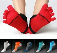 6Pack Five Finger Toe Men Sport Solid Athletic Ankle Low Cut Combed Cotton Socks